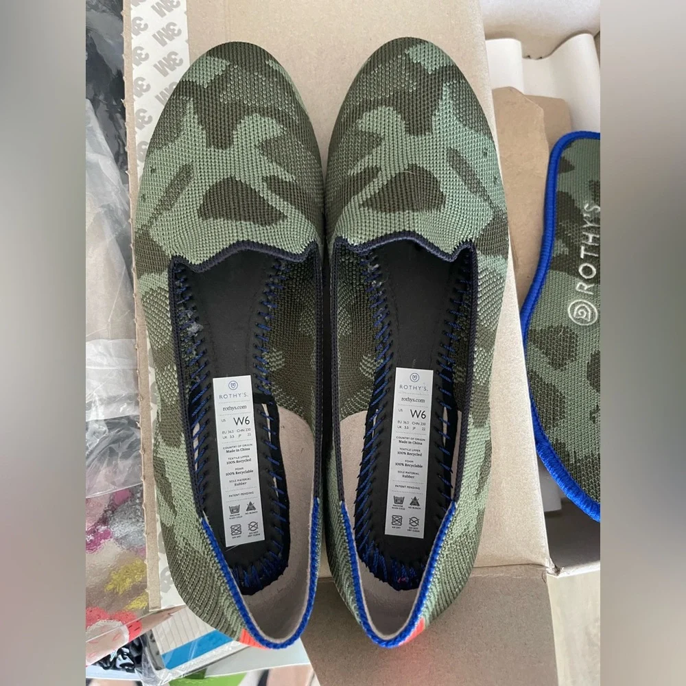 ROTHY’S 'The Loafer' Loafer Flats in Olive Camo Green Women’s Size 6 - Picture 11 of 16